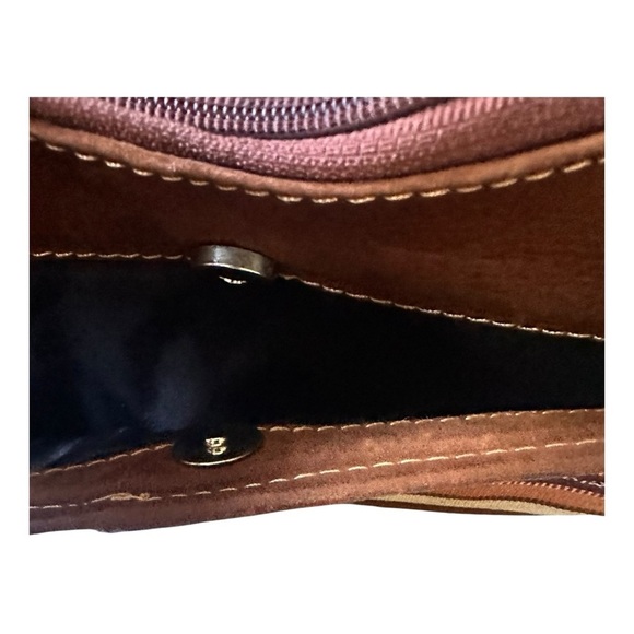 Handmade in Guatemala woven shoulder bag – boho western stripes, brown trim, sma - Picture 3 of 9